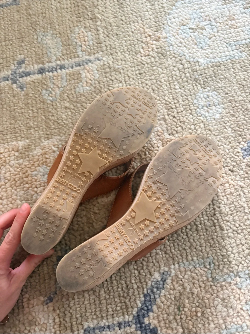 Jimmy Choo Tan Brown Leather Slide Mules - Picture 4 of 5